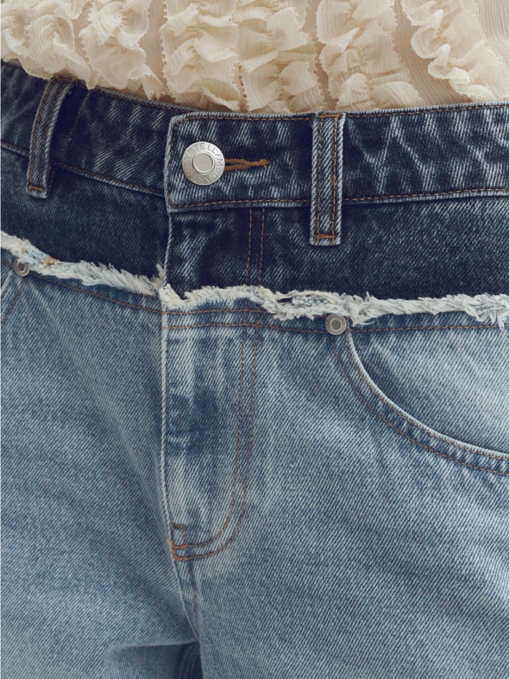 H&M x Stella McCartney Two Tone Straight Leg Jeans US Size 18 - Picture 7 of 8